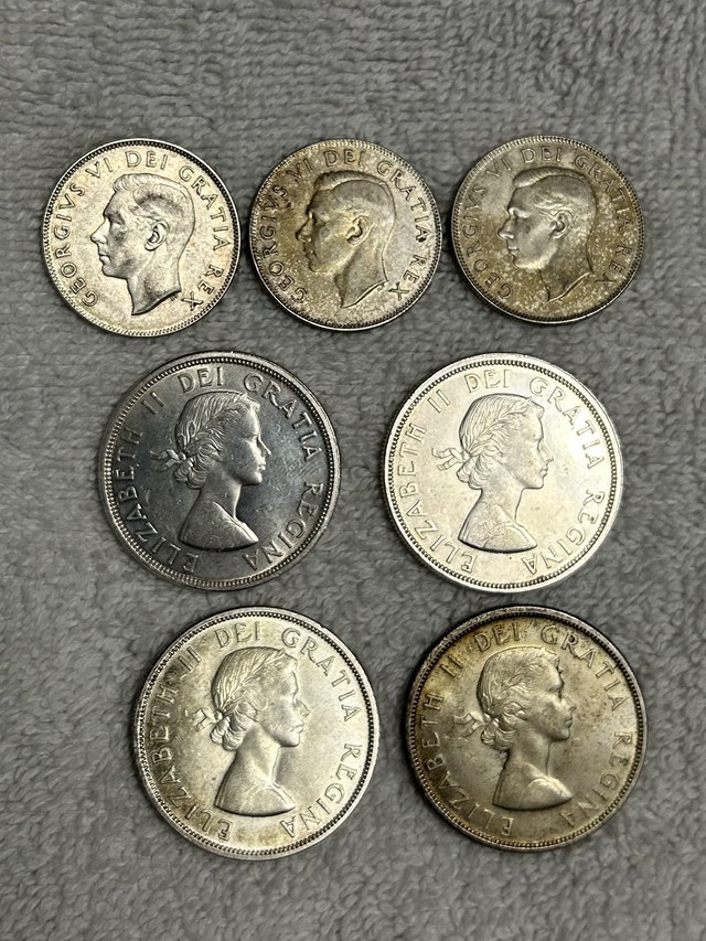 Canadian Silver Half Dollars & Dollars AU + - photo 2