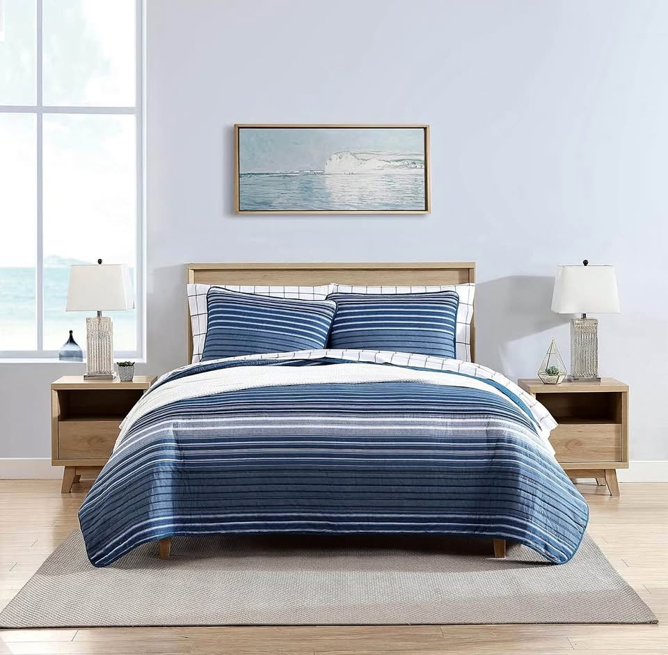 Coverside Blue King Quilt/Sham Set