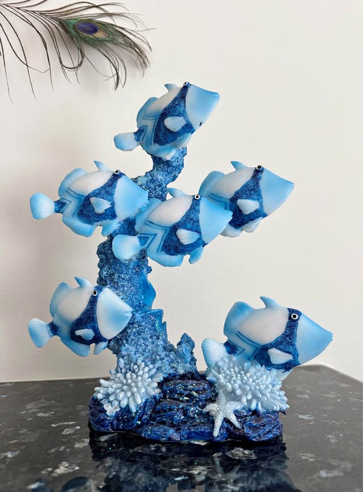 Handcrafted Blue Fish & Reef Decorative Piece