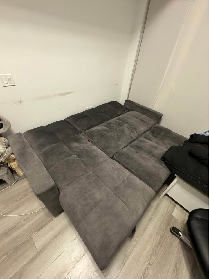 Grey Sectional Sofa with Pull-Out Bed - photo 2