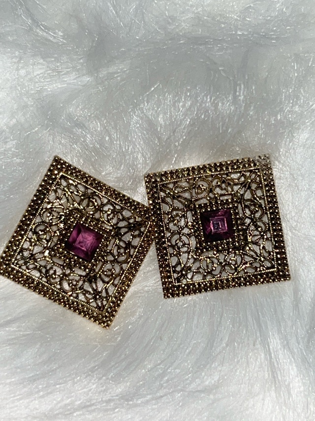 Vintage purple gemstone Earrings