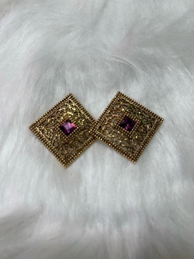 Vintage purple gemstone Earrings - photo 3