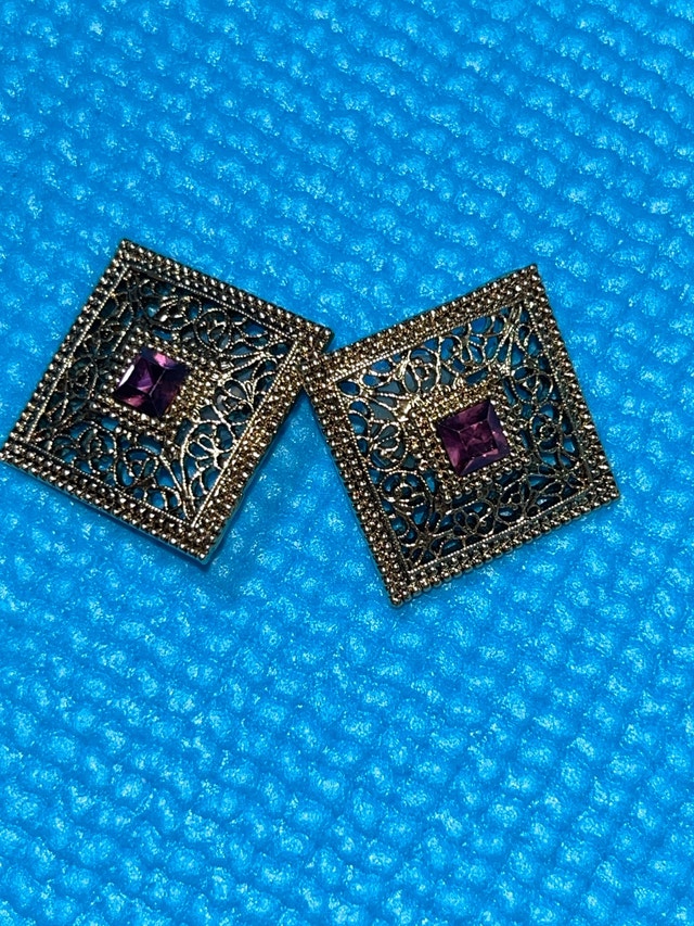Vintage purple gemstone Earrings - photo 4