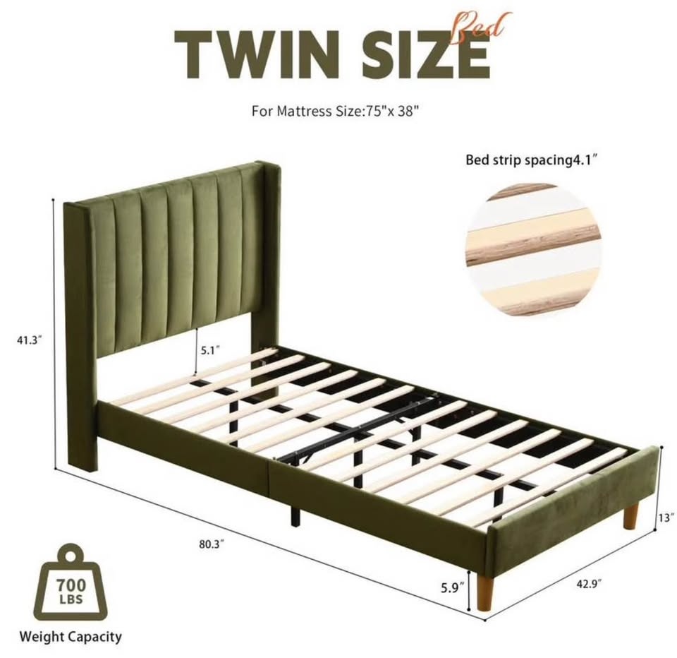 Twin bed / upholstered bed - Brand new in box (Retails for $418) - photo 3