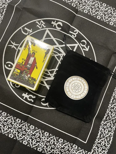Classic Tarot Cards - 78 Piece Deck with Velvet Pouch Bag and Ta