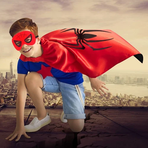 Boys Girls Superhero Capes Masks Kids Spiderman Halloween - photo 5