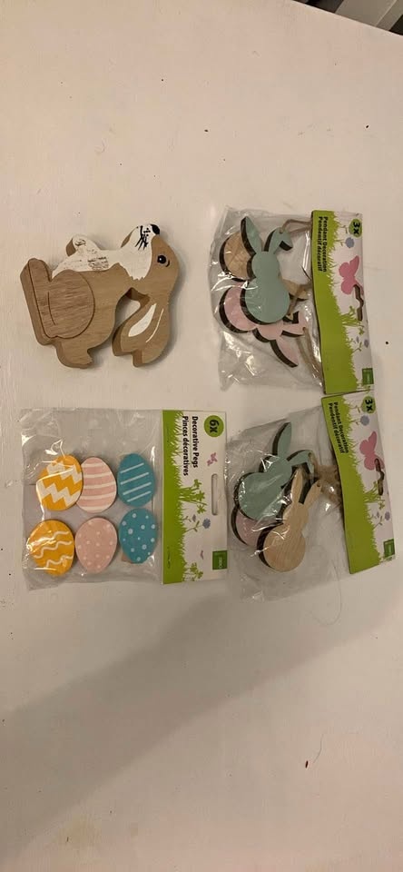 Wooden Easter Bunny and Egg Decorations