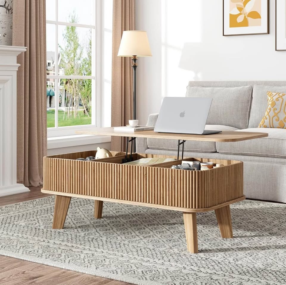 Side table with fluted top with storage/ Mesa auxiliar acanalada - photo 3