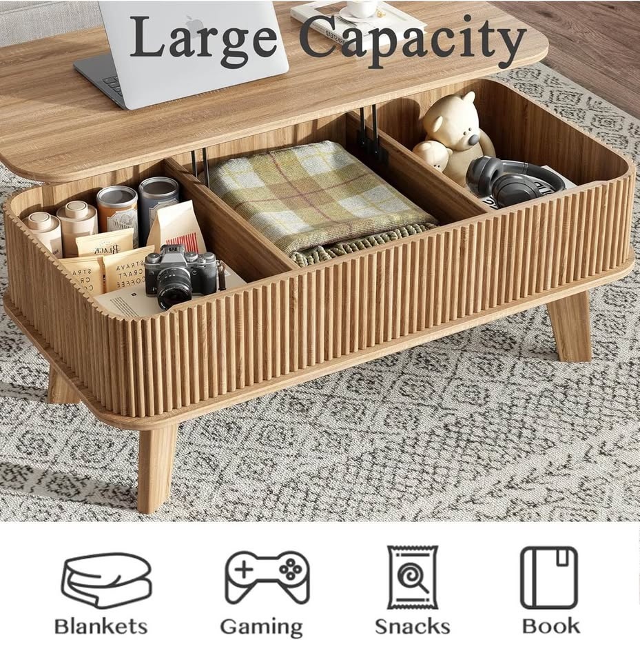 Side table with fluted top with storage/ Mesa auxiliar acanalada - photo 4