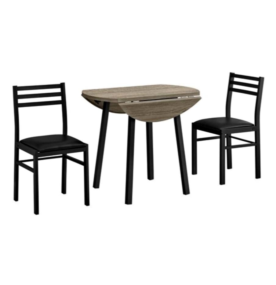 Monarch Table Set | 35-in Round Drop-Leaf Table and 2 chairs