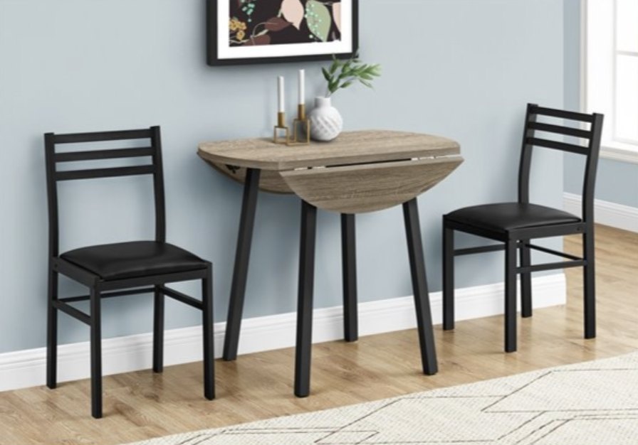 Monarch Table Set | 35-in Round Drop-Leaf Table and 2 chairs - photo 2