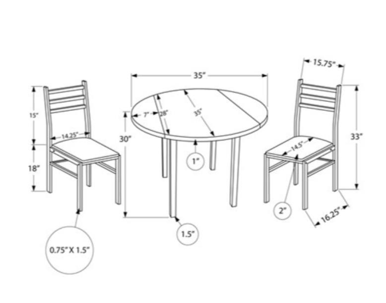 Monarch Table Set | 35-in Round Drop-Leaf Table and 2 chairs - photo 4