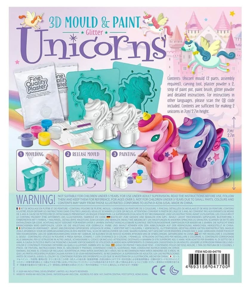 4M: 3D Mould & Paint Unicorns - Ages 5+ - photo 3