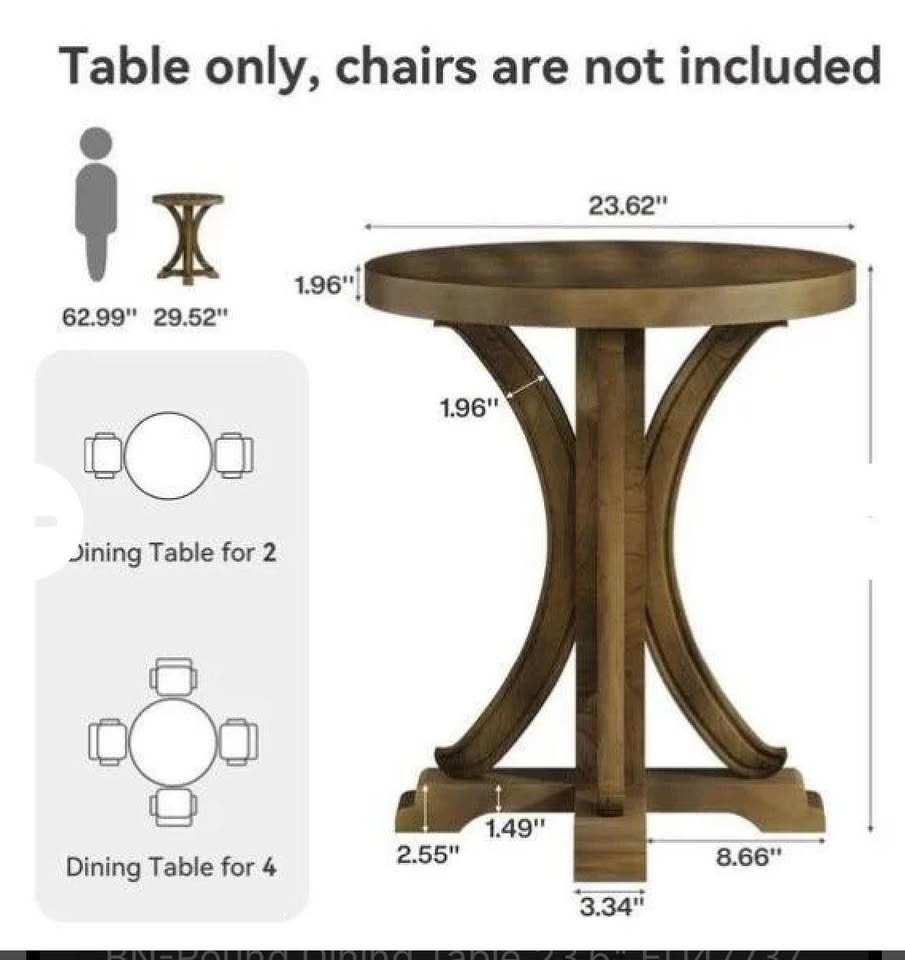 New open box farmhouse round wooden table - photo 3