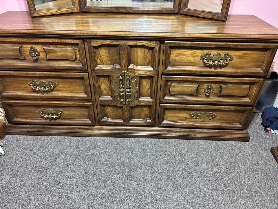 Wooden Dresser with Mirror