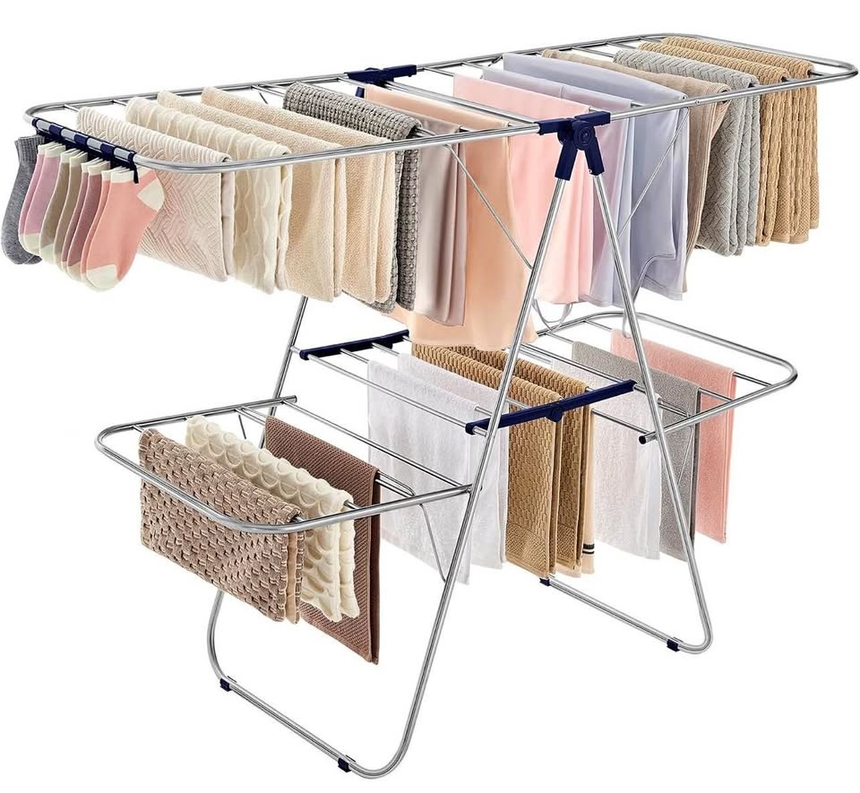 New-SONGMICS Clothes Drying Rack, Foldable 2-Level Laundry Dryin