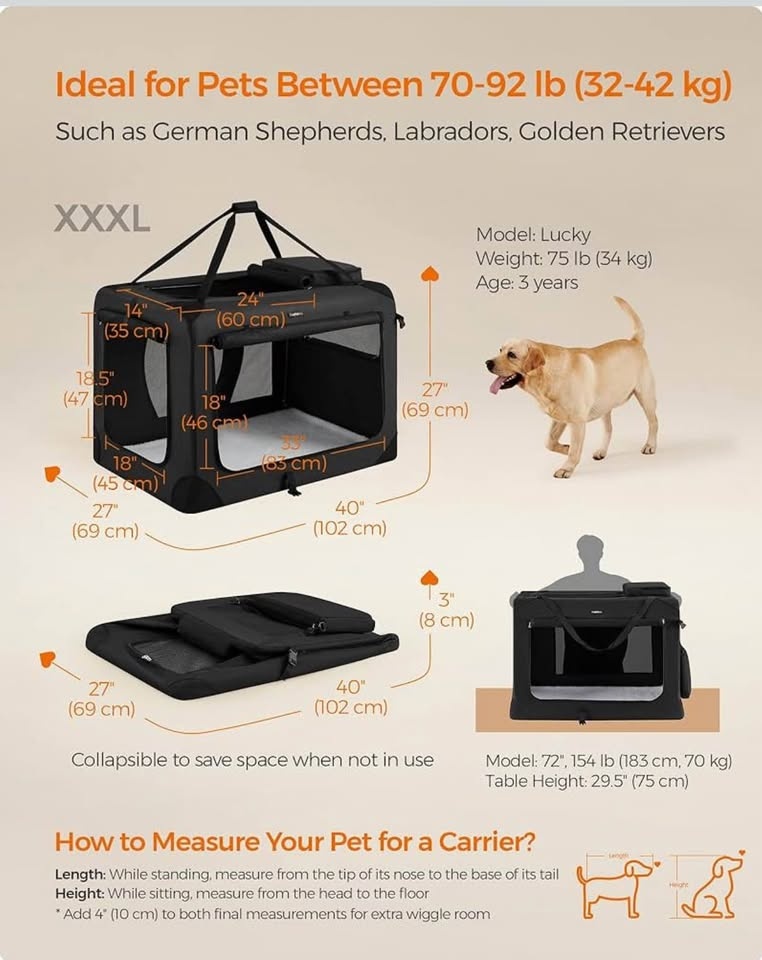 New-Feandrea Dog Crate, Collapsible Pet Carrier, Mesh - photo 3