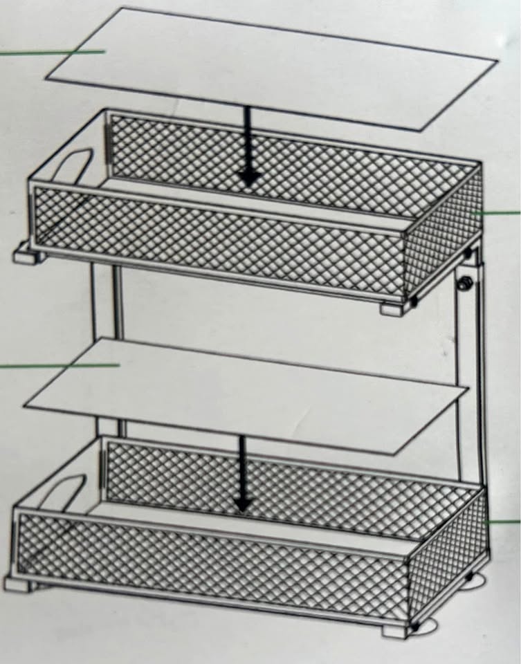 New-2 Tier Metallic Basket Organizer