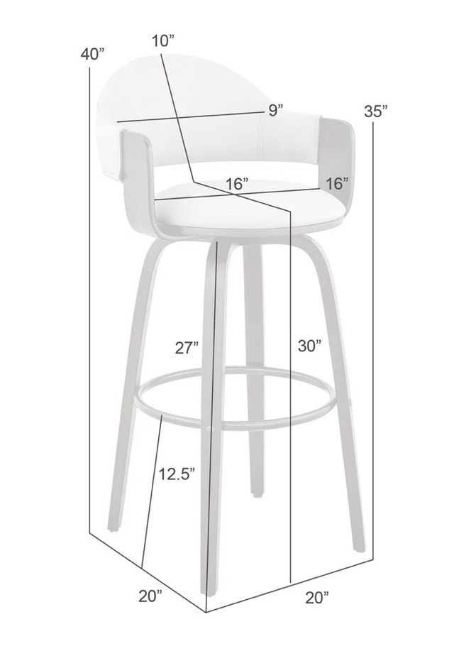 New-Daxton Bar Stool Brown Faux Leather Walnut Wood - photo 3