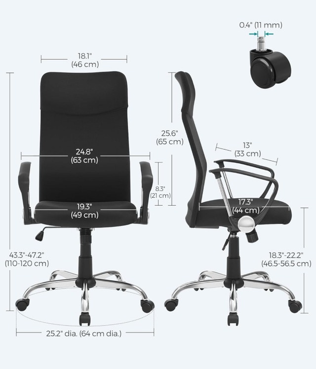 SONGMICS Office Chair, Ergonomic Swivel Desk Chair, Padded Seat - photo 3