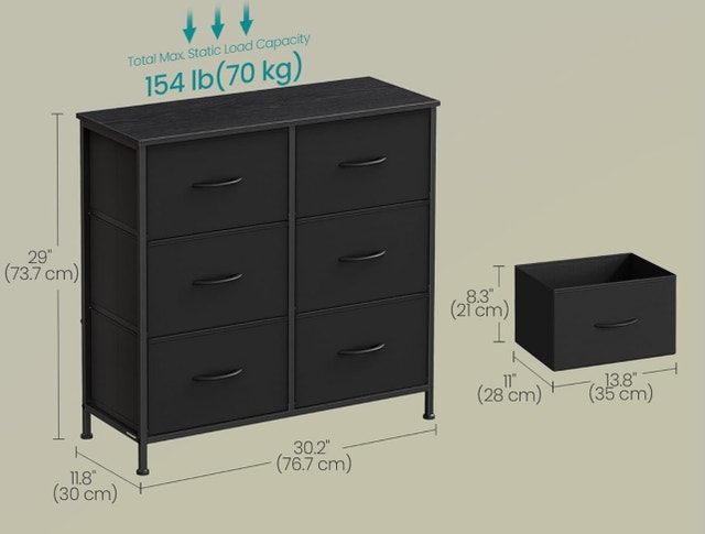 SONGMICS Dresser for Bedroom, Chest of Drawers, Steel, MDF - photo 2