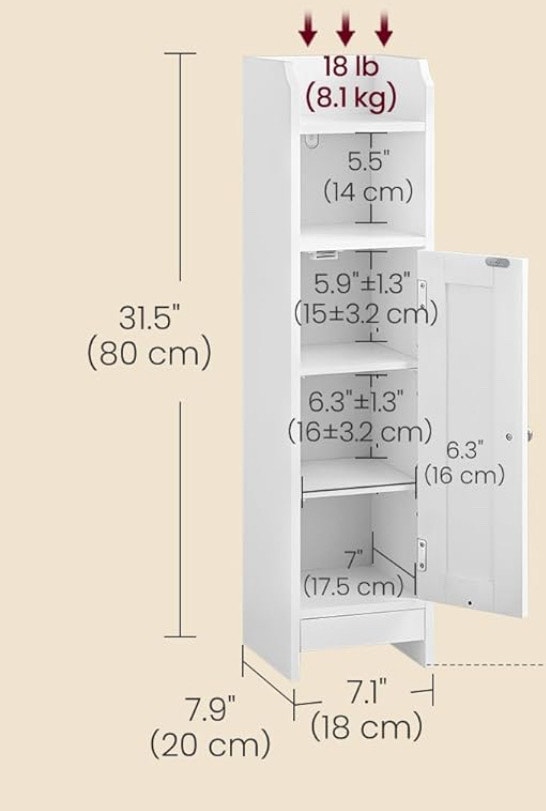 VASAGLE Small Storage Corner Floor Cabinet with Door - photo 2