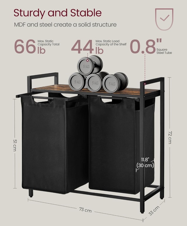 VASAGLE Laundry Hamper, Laundry Basket, Laundry Sorter - photo 3