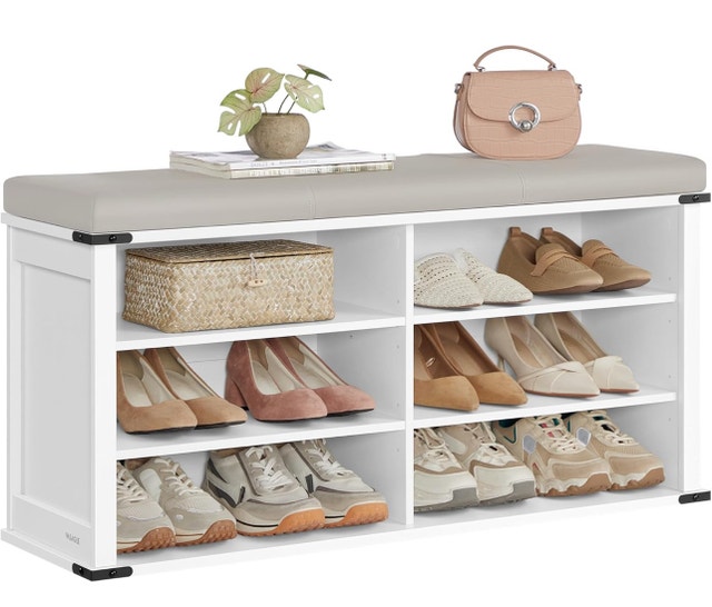 VASAGLE Shoe Storage Bench with Removable Cushion