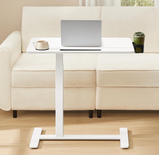 VASAGLE Overbed Table with Wheels, Small Standing Desk
