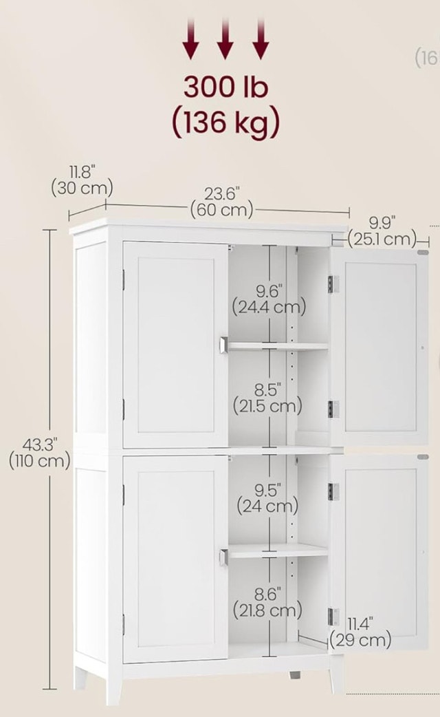 VASAGLE Bathroom Floor Storage Cabinet - photo 3