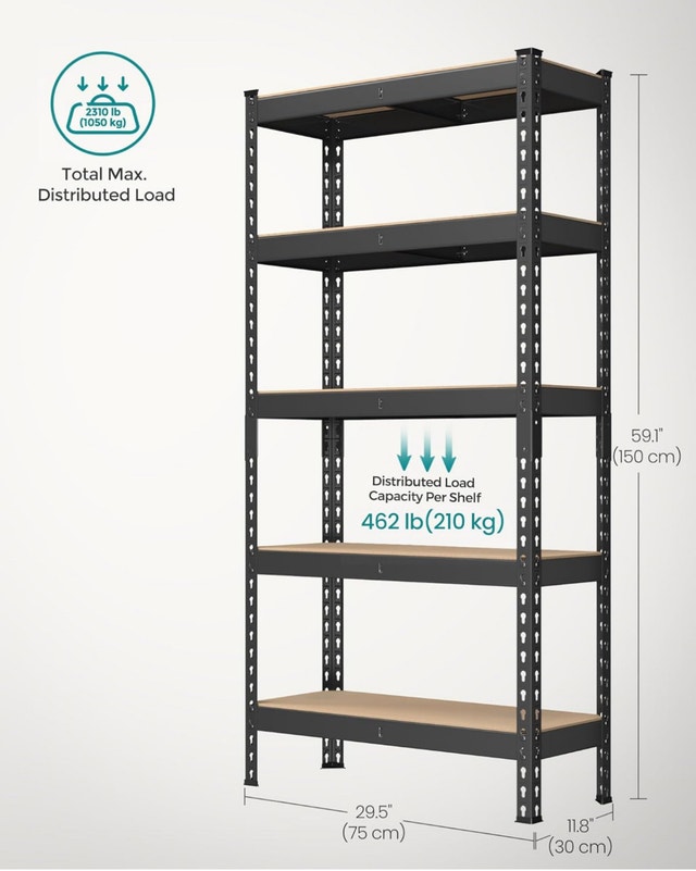 SONGMICS 5-Tier Storage Shelves, Load 1050 kg, Garage Storage - photo 2