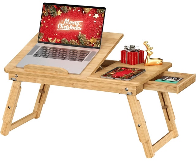 SONGMICS Laptop Desk for Bed or Sofa with Tilting Top