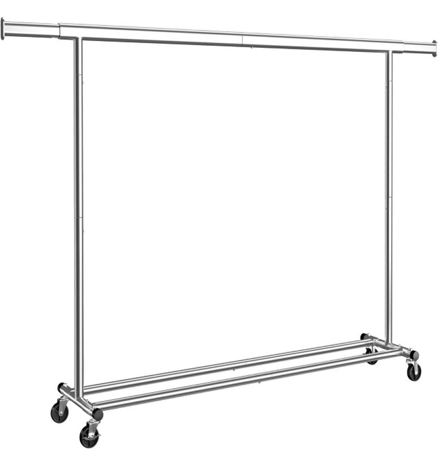 SONGMICS Clothes Rack with Wheels, Heavy-Duty Clothing Rack