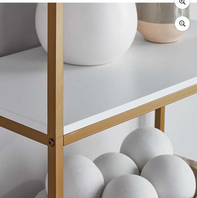 New-Mainstays 6-Shelf Bookcase, White/Gold - photo 3