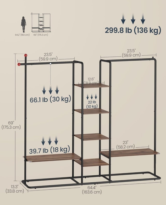 New-SONGMICS HOME Clothes Rack, Open Wardrobe - photo 3