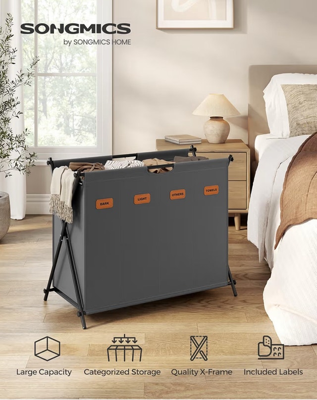 SONGMICS Laundry Hamper, Laundry Basket, 40.9 Gal. - photo 4
