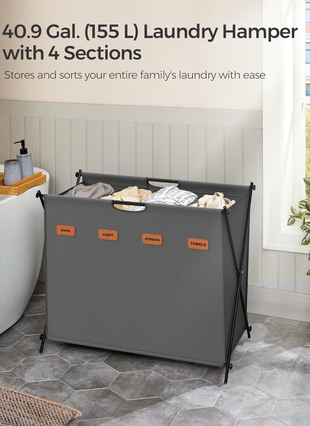 SONGMICS Laundry Hamper, Laundry Basket, 40.9 Gal. - photo 5