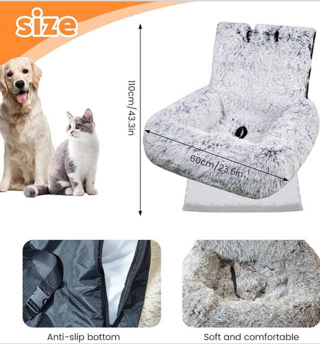 New-Dog Car Seat Warm Plush Dog Booster Seat - photo 3