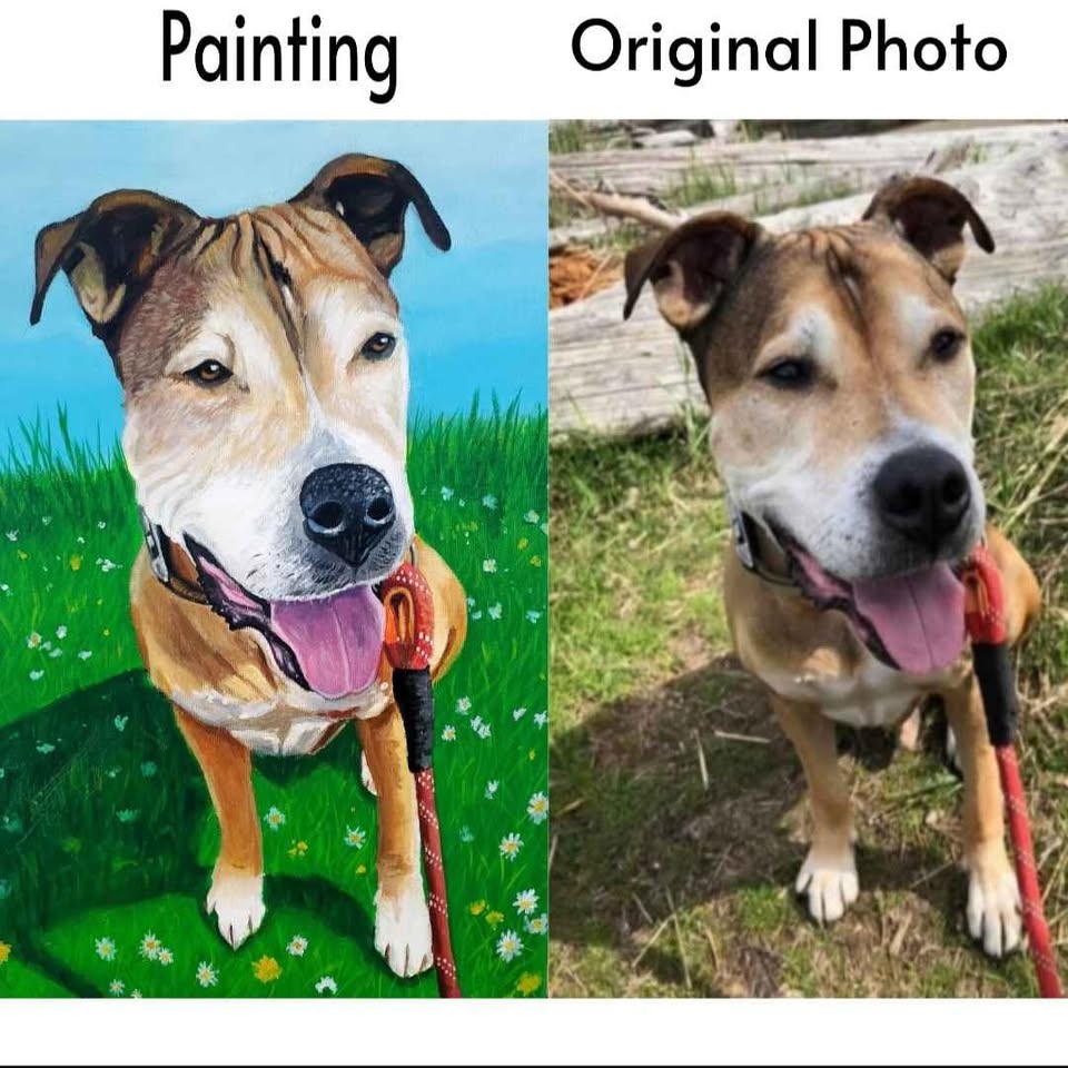 Hand painted Pet portrait. Turn a picture of your pet into a pai