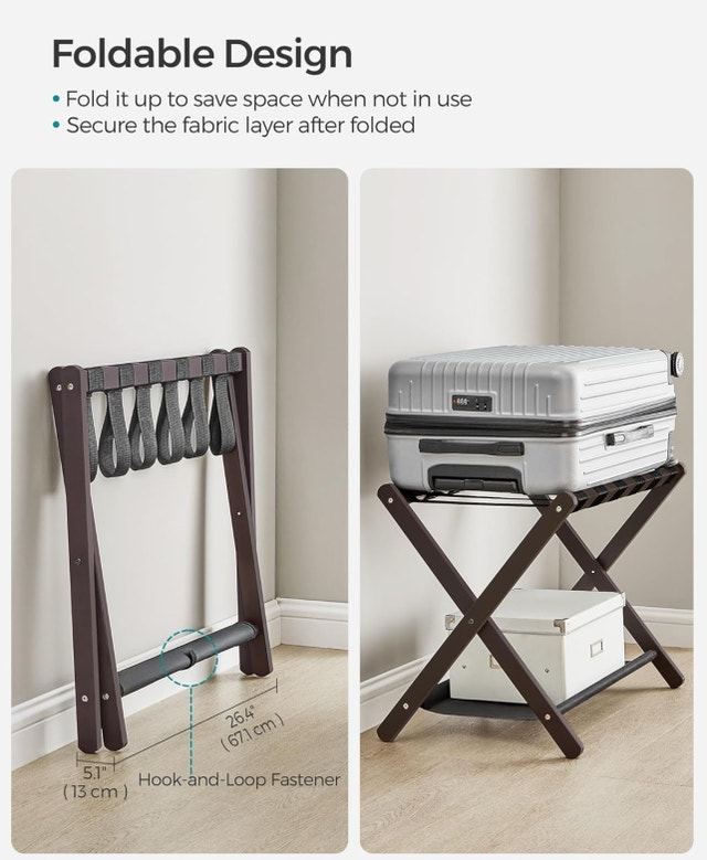 SONGMICS Luggage Rack, Set of 2, Folding Suitcase Stand etc - photo 3