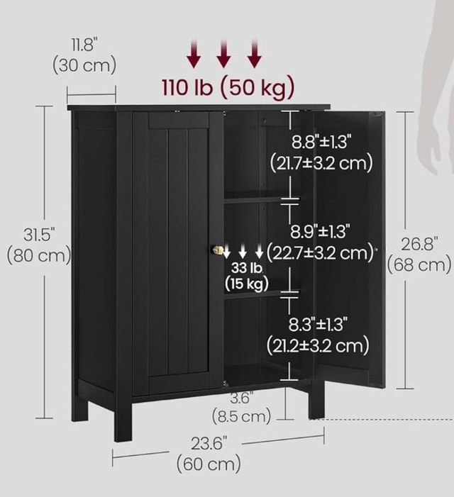VASAGLE Bathroom Floor Storage Cabinet - photo 2