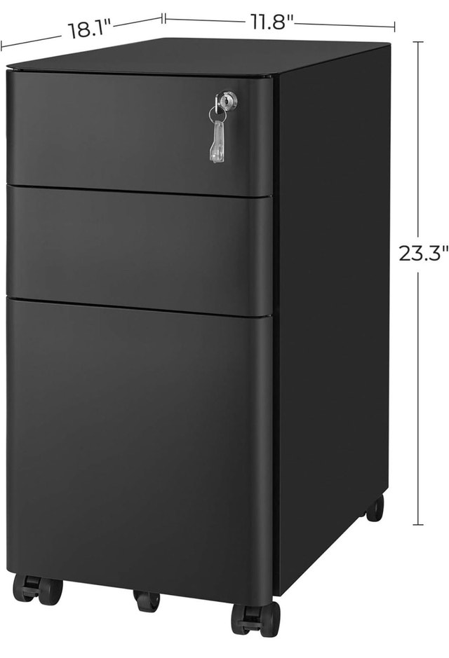 New-SONGMICS Cabinet, Steel Cabinet with 3 Drawers - photo 2