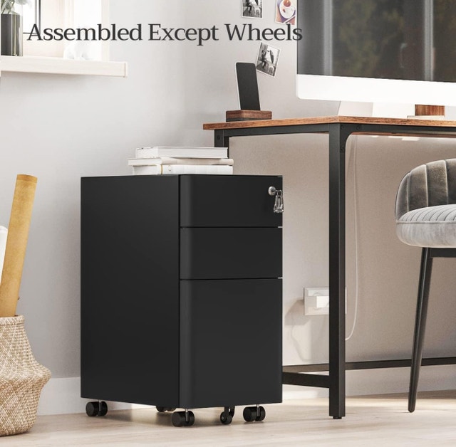 New-SONGMICS Cabinet, Steel Cabinet with 3 Drawers - photo 3