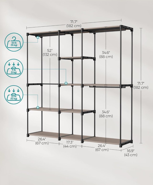 SONGMICS Portable Closet, Freestanding Closet Organizer - photo 3