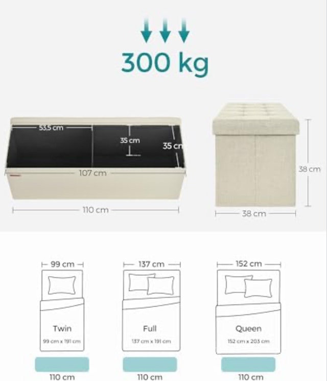 SONGMICS Ottoman Storage Stool Bench - photo 3
