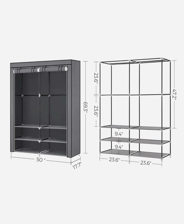 SONGMICS Portable Closet Wardrobe with Shoe Rack and Cover - photo 3