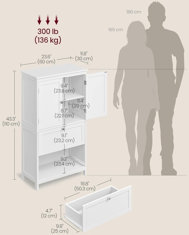 VASAGLE Bathroom Floor Storage Cabinet - photo 3