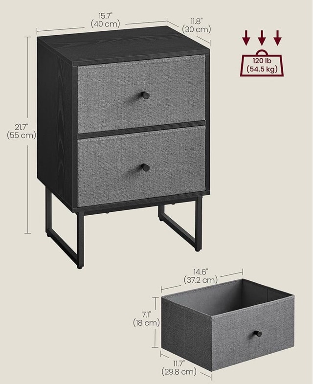 VASAGLE Nightstands, Set of 2, Side Tables for Couch etc - photo 3