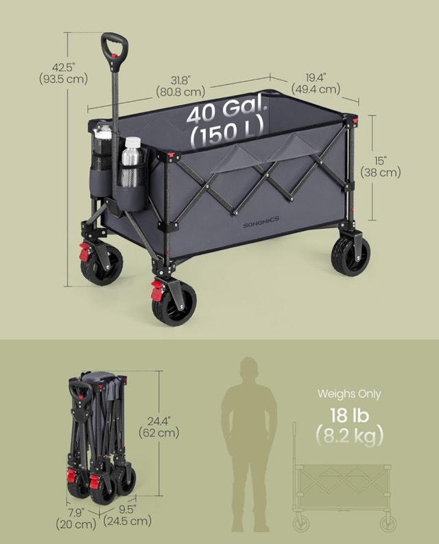 New-SONGMICS Foldable Trolley, Garden Camping Trolley - photo 2