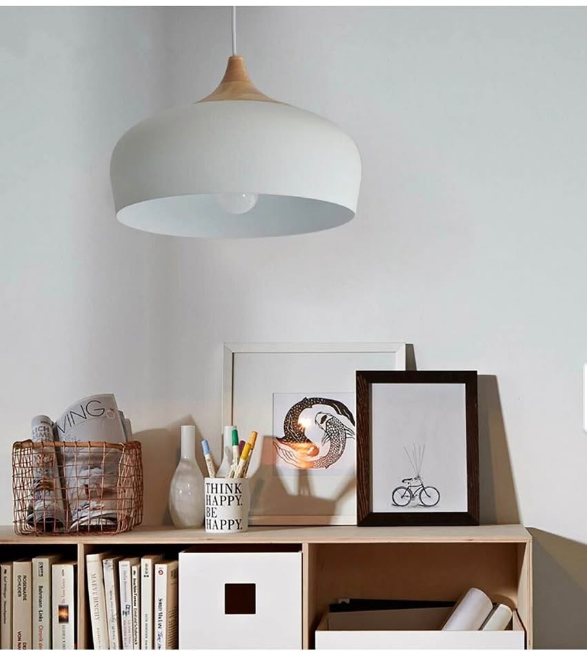 Modern Round Wood Pendant Light
